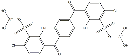 3,10-ジクロロ-5,7,12,14-テトラヒドロ-7,14-ジオキソキノ[2,3-b]アクリジン-4,11-ジスルホン酸ビス(ジヒドロキシアルミニウム) 化学構造式