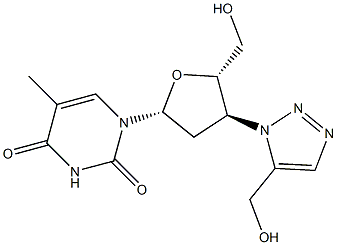 3'-(5-(Hydroxymethyl)-1H-1,2,3-triazol-1-yl)-3'-deoxythymidine,,结构式