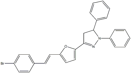 2-[[4,5-Dihydro-1,5-diphenyl-1H-pyrazol]-3-yl]-5-[2-[4-bromophenyl]ethenyl]furan Structure
