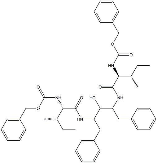 N,N'-[(1S,3S)-1,3-ジベンジル-2-ヒドロキシ-1,3-プロパンジイル]ビス[(2S,3S)-2-ベンジルオキシカルボニルアミノ-3-メチルペンタンアミド] 化学構造式