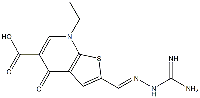 2-[(Amidinoamino)iminomethyl]-4,7-dihydro-7-ethyl-4-oxothieno[2,3-b]pyridine-5-carboxylic acid,,结构式