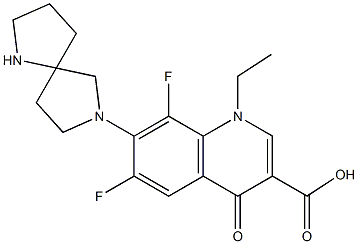 1-エチル-1,4-ジヒドロ-6,8-ジフルオロ-7-(1,7-ジアザスピロ[4.4]ノナン-7-イル)-4-オキソキノリン-3-カルボン酸 化学構造式