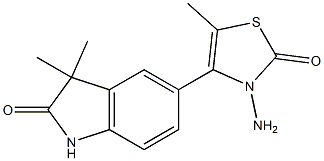 1,3-Dihydro-5-[(3-amino-2,3-dihydro-5-methyl-2-oxothiazol)-4-yl]-3,3-dimethyl-2H-indol-2-one,,结构式