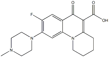 8-Fluoro-1,2,3,4-tetrahydro-9-(4-methyl-1-piperazinyl)-6-oxo-6H-benzo[c]quinolizine-5-carboxylic acid 结构式