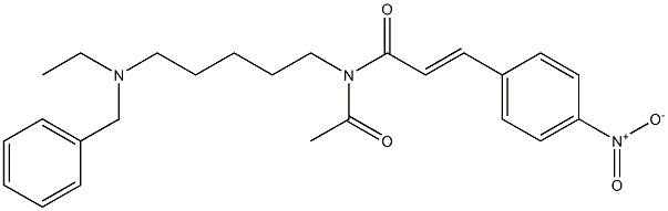 N-[5-(エチルベンジルアミノ)ペンチル]-N-アセチル-3-(4-ニトロフェニル)アクリルアミド 化学構造式