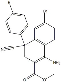 1-Amino-4-cyano-3,4-dihydro-6-bromo-4-(4-fluorophenyl)naphthalene-2-carboxylic acid methyl ester,,结构式