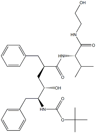 (2S)-2-[[(2R,4S,5S)-5-(tert-Butoxycarbonylamino)-2-benzyl-4-hydroxy-6-phenylhexanoyl]amino]-N-(2-hydroxyethyl)-3-methylbutyramide,,结构式