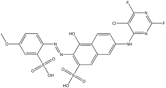 7-[(5-Chloro-2,6-difluoro-4-pyrimidinyl)amino]-4-hydroxy-3-[(4-methoxy-2-sulfophenyl)azo]2-naphthalenesulfonic acid,,结构式