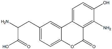 2-Amino-3-(7-amino-8-hydroxy-6-oxo-6H-dibenzo[b,d]pyran-2-yl)propionic acid,,结构式