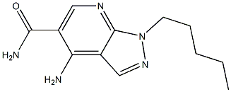 1-ペンチル-4-アミノ-1H-ピラゾロ[3,4-b]ピリジン-5-カルボアミド 化学構造式