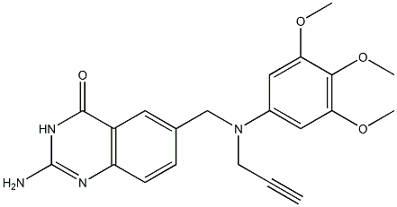2-Amino-6-[N-(3,4,5-trimethoxyphenyl)-N-(2-propynyl)aminomethyl]quinazolin-4(3H)-one 结构式