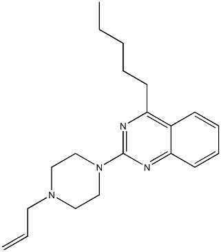 4-ペンチル-2-[4-(2-プロペニル)ピペラジノ]キナゾリン 化学構造式