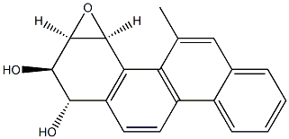 (1S,2R,3R,4S)-1,2-Dihydroxy-3,4-epoxy-1,2,3,4-tetrahydro-5-methylchrysene 结构式