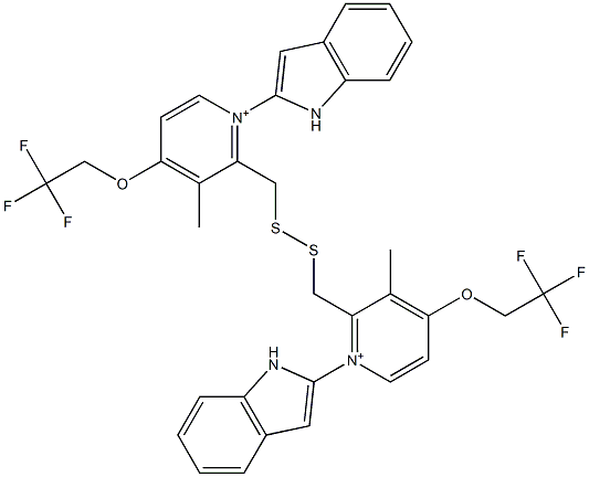 2,2'-[Dithiobis(methylene)]bis[1-(1H-indol-2-yl)-4-(2,2,2-trifluoroethoxy)-3-methylpyridin-1-ium] 结构式