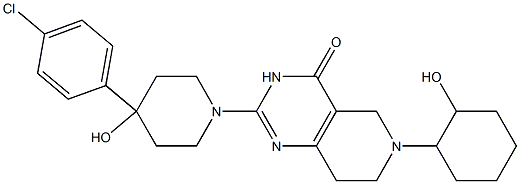 2-[4-(4-クロロフェニル)-4-ヒドロキシピペリジノ]-5,6,7,8-テトラヒドロ-6-(2-ヒドロキシシクロヘキシル)ピリド[4,3-d]ピリミジン-4(3H)-オン 化学構造式