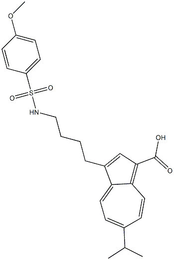 6-Isopropyl-3-[4-(4-methoxyphenylsulfonylamino)butyl]azulene-1-carboxylic acid Struktur