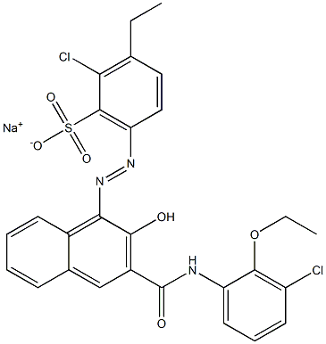 2-Chloro-3-ethyl-6-[[3-[[(3-chloro-2-ethoxyphenyl)amino]carbonyl]-2-hydroxy-1-naphtyl]azo]benzenesulfonic acid sodium salt 结构式