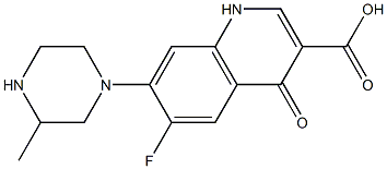 6-Fluoro-1,4-dihydro-4-oxo-7-(3-methyl-1-piperazinyl)quinoline-3-carboxylic acid 结构式