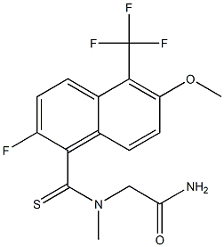 [N-[(2-Fluoro-5-trifluoromethyl-6-methoxy-1-naphthalenyl)thiocarbonyl]-N-methylamino]acetamide Struktur