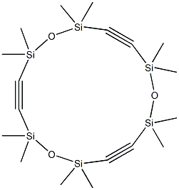 3,3,5,5,8,8,10,10,13,13,15,15-ドデカメチル-3,5,8,10,13,15-ヘキサシラ-4,9,14-トリオキサシクロペンタデカ-1,6,11-トリイン 化学構造式