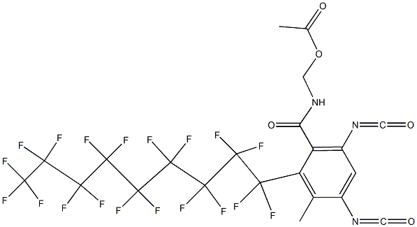 N-(Acetyloxymethyl)-2-(nonadecafluorononyl)-4,6-diisocyanato-3-methylbenzamide 结构式