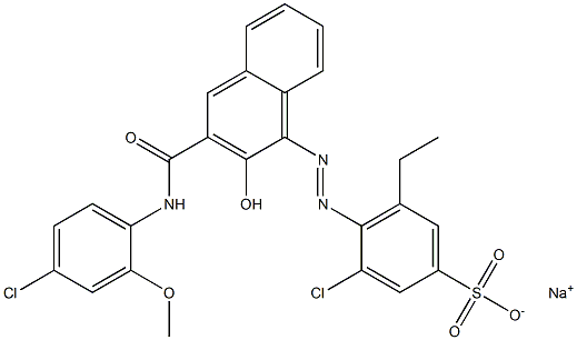 3-Chloro-5-ethyl-4-[[3-[[(4-chloro-2-methoxyphenyl)amino]carbonyl]-2-hydroxy-1-naphtyl]azo]benzenesulfonic acid sodium salt,,结构式
