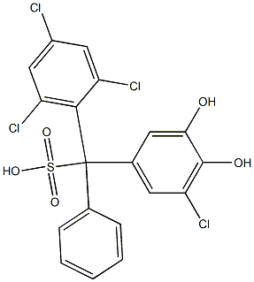 (5-Chloro-3,4-dihydroxyphenyl)(2,4,6-trichlorophenyl)phenylmethanesulfonic acid Struktur