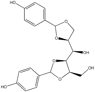 1-O,2-O:4-O,5-O-ビス(4-ヒドロキシベンジリデン)-D-グルシトール 化学構造式