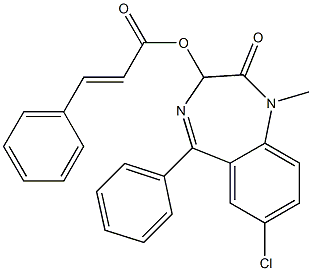 1,3-ジヒドロ-1-メチル-5-フェニル-7-クロロ-2-オキソ-2H-1,4-ベンゾジアゼピン-3-オール3-フェニルアクリラート 化学構造式