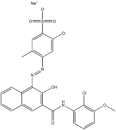 2-Chloro-5-methyl-4-[[3-[[(2-chloro-3-methoxyphenyl)amino]carbonyl]-2-hydroxy-1-naphtyl]azo]benzenesulfonic acid sodium salt,,结构式