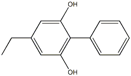 5-エチル-2-フェニル-1,3-ベンゼンジオール 化学構造式