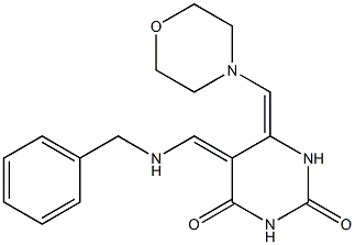 (5Z,6E)-5,6-Dihydro-5-benzylaminomethylene-6-morpholinomethylenepyrimidine-2,4(1H,3H)-dione Structure