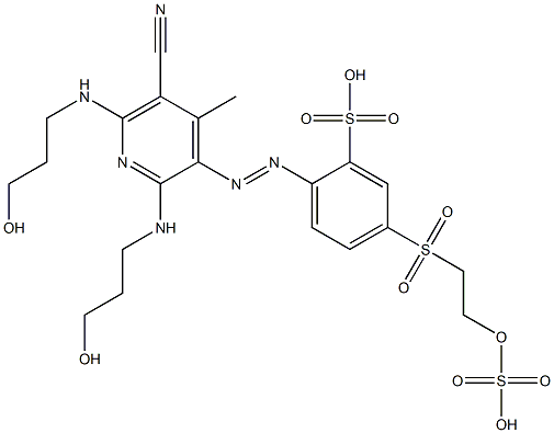 2-[[5-Cyano-2,6-bis[(3-hydroxypropyl)amino]-4-methyl-3-pyridinyl]azo]-5-[[2-(sulfooxy)ethyl]sulfonyl]benzenesulfonic acid,,结构式
