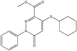 1,6-Dihydro-4-cyclohexylthio-6-oxo-1-phenylpyridazine-3-carboxylic acid methyl ester,,结构式