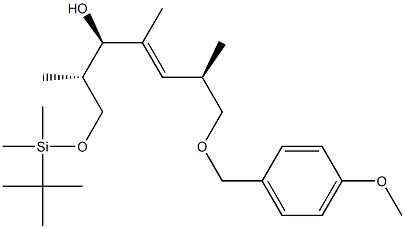 (2R,3E,5R,6S)-7-[[(tert-ブチル)ジメチルシリル]オキシ]-1-[(p-メトキシベンジル)オキシ]-2,4,6-トリメチル-3-ヘプテン-5-オール 化学構造式