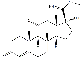 (17R)-17-Hydroxy-3,11-dioxoandrost-4-ene-17-carbimidic acid methyl ester Struktur