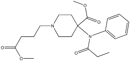 4-メトキシカルボニル-4-(N-フェニル-N-プロパノイルアミノ)ピペリジン-1-酪酸メチル 化学構造式