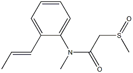 N-メチル-N-[2-(1-プロペニル)フェニル](メチルスルフィニル)アセトアミド 化学構造式