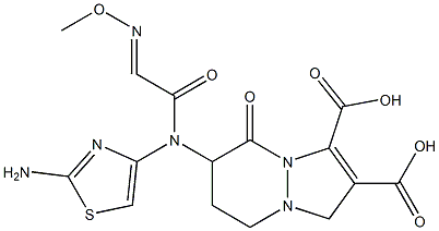 6-[(2-アミノ-4-チアゾリル)(メトキシイミノ)アセチルアミノ]-5,6,7,8-テトラヒドロ-5-オキソ-1H-ピラゾロ[1,2-a]ピリダジン-2,3-ジカルボン酸 化学構造式