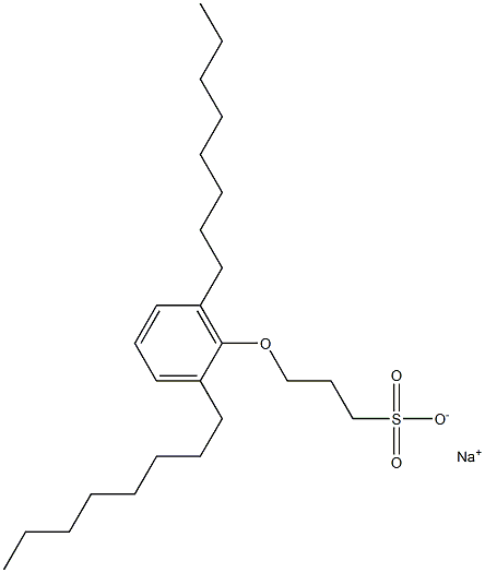 3-(2,6-ジオクチルフェノキシ)プロパン-1-スルホン酸ナトリウム 化学構造式