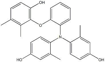 N,N-Bis(4-hydroxy-2-methylphenyl)-2-(6-hydroxy-2,3-dimethylphenoxy)benzenamine,,结构式