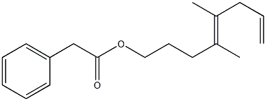 Phenylacetic acid 4,5-dimethyl-4,7-octadienyl ester Structure