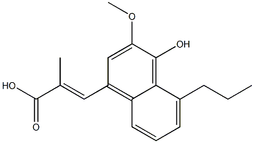 (E)-3-(4-Hydroxy-3-methoxy-5-propyl-1-naphthalenyl)-2-methylacrylic acid,,结构式