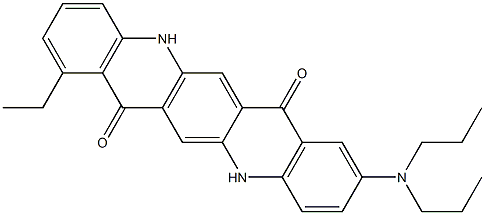 2-(Dipropylamino)-8-ethyl-5,12-dihydroquino[2,3-b]acridine-7,14-dione,,结构式