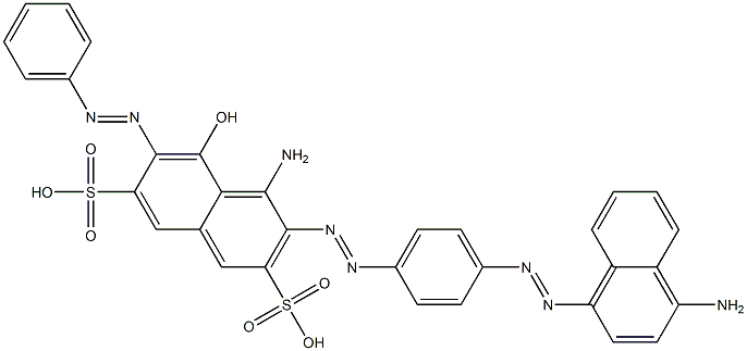 4-Amino-3-[[4-[(4-amino-1-naphthalenyl)azo]phenyl]azo]-5-hydroxy-6-(phenylazo)-2,7-naphthalenedisulfonic acid,,结构式