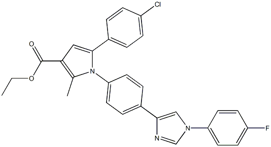 2-Methyl-5-(4-chlorophenyl)-1-[4-[1-[4-fluorophenyl]-1H-imidazol-4-yl]phenyl]-1H-pyrrole-3-carboxylic acid ethyl ester Structure