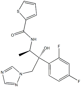 N-[(1R,2R)-2-(2,4-ジフルオロフェニル)-2-ヒドロキシ-1-メチル-3-(1H-1,2,4-トリアゾール-1-イル)プロピル]チオフェン-2-カルボアミド 化学構造式