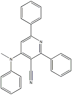 2-フェニル-4-(メチルフェニルアミノ)-6-フェニルピリジン-3-カルボニトリル 化学構造式