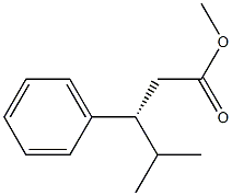 [R,(+)]-4-メチル-3-フェニル吉草酸メチル 化学構造式