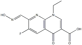 1-Ethyl-1,4-dihydro-6-fluoro-7-(hydroxyiminomethyl)-4-oxo-1,8-naphthyridine-3-carboxylic acid,,结构式